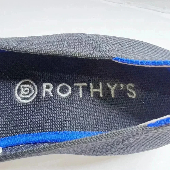 Rothy's Black Blue and White Stripes Slip On Sneakers Size 6 - Picture 5 of 9